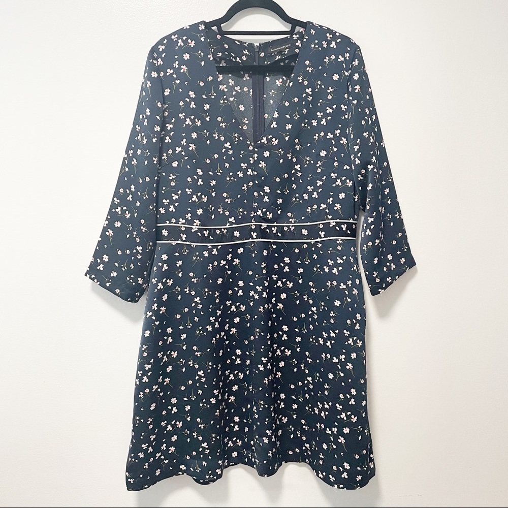 Banana Republic Blue Floral V-Neck MIDI Dress 14